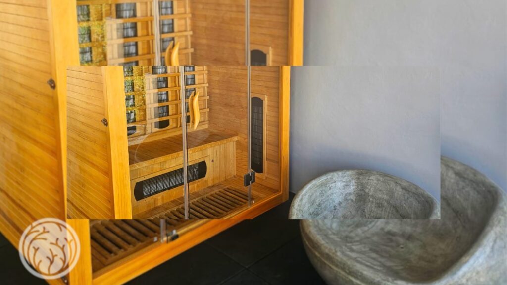 Guest relaxing in the Ochre & Ash sauna